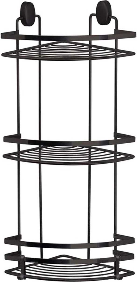 Concorde - Doucherekje Met Haakjes Hoek Model 3-laags - Zwart - H50 Cm 4 Concorde - Doucherekje Met Haakjes Hoek Model 3-laags - Zwart - H50 Cm - Afbeelding 2