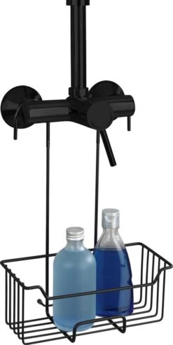 WENKO Doucherek Milo 25x36cm RVS Zwart - Doucherek Zonder Boren - Doucherek Hangend Zwart -Badkamerproducten Winkel 601x1200 1