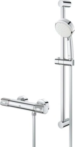 GROHE Grohtherm-1000 Performance Renovatieset - Met Thermostaatkraan, Koppelingen, Glijstang En Hoofddouche - CoolTouch - Chroom -Badkamerproducten Winkel 618x1200 2