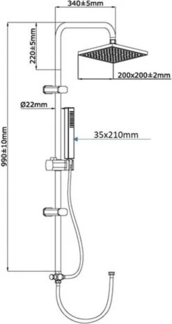 SCHÜTTE Tokyo Douchesysteem - Regendouche - 102 Cm Stang - Chroom -Badkamerproducten Winkel 636x1200