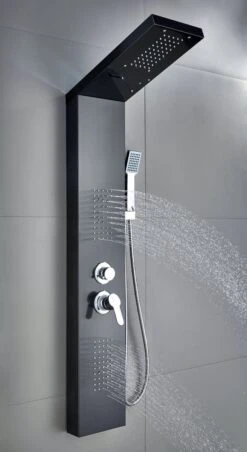Badplaats Douchepaneel Aras - Zwart - Regendouche Met Mengkraan En Douchekop -Badkamerproducten Winkel 656x1200