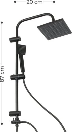 Niceey Doucheset - Regendouche - Handdouche - Verstelbaar - Vierkant - Mat Zwart -Badkamerproducten Winkel 657x1200