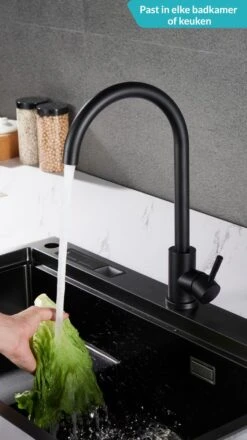 Keuken Kraan - Kraan Wastafelkraan - Kraan Zwart - Badkamerkraan - Inclusief Aansluitmateriaal -Badkamerproducten Winkel 674x1200 4