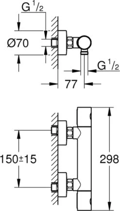 GROHE QuickFix Precision Get Thermostatische Douchekraan - EcoJoy - Met Koppelingen - Chroom - 34773000 -Badkamerproducten Winkel 682x1200 3