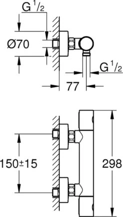 GROHE QuickFix Precision Get Thermostatische Douchekraan - EcoJoy - Met Koppelingen - Chroom - 34773000 -Badkamerproducten Winkel 683x1200 1