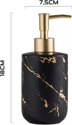 SIEPS Zeepdispenser - Zeeppompje Zwart & Goud - Vrijstaand 400 ML Zeephouder - Keramiek -Badkamerproducten Winkel 698x1200 3