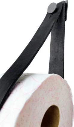 Luxe Leren Toiletrolhouder - Zwart - Reserverolhouder - 100% Volnerfleer - Hangend - Zonder Boren - WC Rol Houder - Closetrolhouder -Badkamerproducten Winkel 699x1200