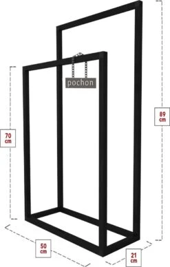 Pochon Home - Handdoekrek Metaal - Mat Zwart - Vrijstaand - Metaal - Handdoekhouder - 2 Rails -Badkamerproducten Winkel 764x1200 2
