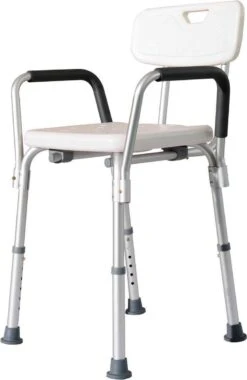 Douchestoel Met Afneembare Rugleuning En Armleuningen - Lichtgewicht En In Hoogte Verstelbaar - Douchekruk