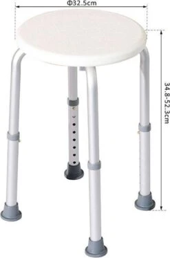 Merkloos Stevige Antislip Douchekruk - Lichtgewicht & In Hoogte Verstelbaar - Douchestoel - Badkamer Kruk Douche Stoel - Rond - Max 135 KG