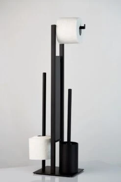 WENKO Toiletbutler Rivalta Zwart - Toiletborstel Met Houder, Toiletrolhouder En Reserverolhouder -Badkamerproducten Winkel 799x1200 13