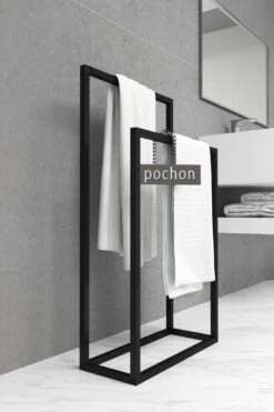 Pochon Home - Handdoekrek Metaal - Mat Zwart - Vrijstaand - Metaal - Handdoekhouder - 2 Rails -Badkamerproducten Winkel 800x1200 21