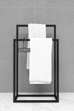Pochon Home - Handdoekrek Metaal - Mat Zwart - Vrijstaand - Metaal - Handdoekhouder - 2 Rails -Badkamerproducten Winkel 800x1200 23