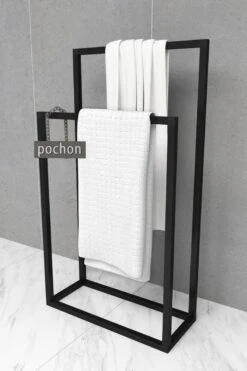 Pochon Home - Handdoekrek Metaal - Mat Zwart - Vrijstaand - Metaal - Handdoekhouder - 2 Rails -Badkamerproducten Winkel 800x1200 25