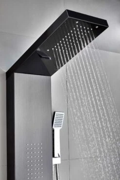 Badplaats Douchepaneel Aras - Zwart - Regendouche Met Mengkraan En Douchekop -Badkamerproducten Winkel 800x1200 3