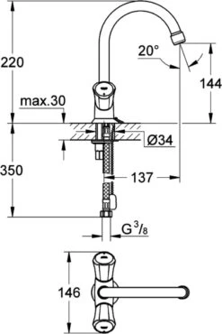 GROHE Costa-L Wastafelkraan - Met Ketting - Chroom -Badkamerproducten Winkel 802x1200 6