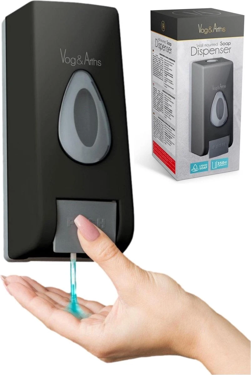 Vog&Arths - Zeepdispenser Wandmontage - Hangend Zeeppompje Muur - Zwart - Mechanische Zeep Pomp - 350ML - Zonder Batterijen! 3 Vog&Arths - Zeepdispenser Wandmontage - Hangend Zeeppompje Muur - Zwart - Mechanische Zeep Pomp - 350ML - Zonder Batterijen!