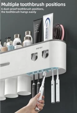 LuxeBass Tandenborstel Organizer | Tandenborstelhouder | Automatisch Tandpasta Dispenser | Met Lade En Opbergvak Voor Badkamer - LB544 -Badkamerproducten Winkel 815x1200 2