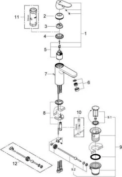 GROHE Eurosmart Cosmopolitan Wastafelkraan - Met EcoJoy - Trekwaste - Chroom - 2339600E -Badkamerproducten Winkel 829x1200 2