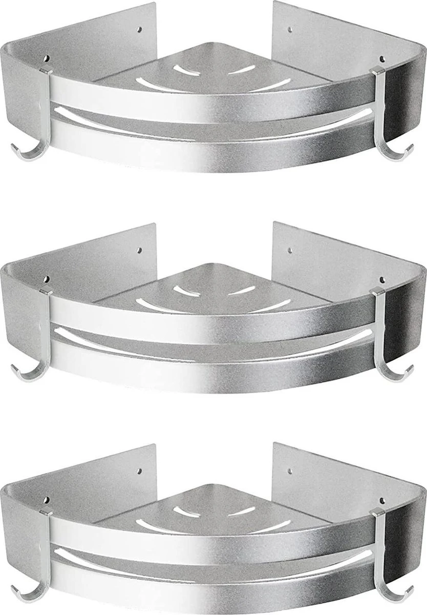 Sens Design Doucherekjes Set Van 3 - Doucherek Zonder Boren - Zilver 3 Sens Design Doucherekjes Set Van 3 - Doucherek Zonder Boren - Zilver