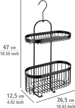 WENKO Doucherek 2-laags Classic Plus Black Mat Zwart - Doucherek Zonder Boren - Doucherek Hangend Zwart -Badkamerproducten Winkel 838x1200 1