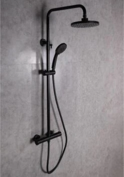 SAAR Opbouw Douche Set - Rond - Thermostaatkraan - Glijstang - Regendouche - Handdouche - Mat Zwart -Badkamerproducten Winkel 845x1200 2