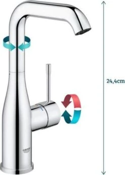 GROHE Essence New Wastafelkraan - Met EcoJoy® - Draaibare Uitloop - Zonder Waste - Chroom - 23541001 -Badkamerproducten Winkel 857x1200 5