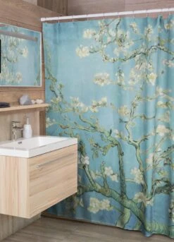 3BMT Douchegordijn Design - Amandelbloesem Van Gogh - 180 X 200 Cm - Met Ringen -Badkamerproducten Winkel 865x1200