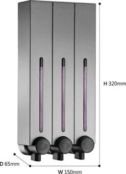 Zeepdispenser - RVS Kleur - 3 Kamer - 3 Reservoirs - 3 X 500ml - Hangend - Wandmontage -Badkamerproducten Winkel 869x1200 4