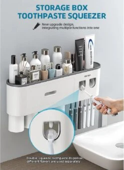 LuxeBass Tandenborstel Organizer | Tandenborstelhouder | Automatisch Tandpasta Dispenser | Met Lade En Opbergvak Voor Badkamer - LB544 -Badkamerproducten Winkel 874x1200 3