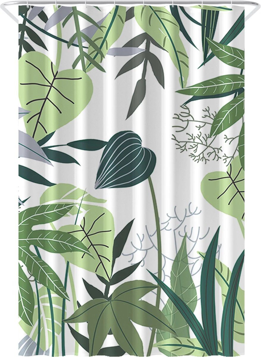 Loti Living Douchegordijn Anti Schimmel – Jungle - Inclusief Ringen – Waterdicht - Polyester - Douchegordijn 120x200 Cm 3 Loti Living Douchegordijn Anti Schimmel – Jungle - Inclusief Ringen – Waterdicht - Polyester - Douchegordijn 120x200 Cm