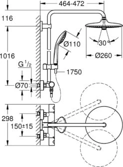 GROHE Euphoria 260 Regendouche - ø 26cm - Met Thermostaatkraan - Chroom -Badkamerproducten Winkel 885x1200