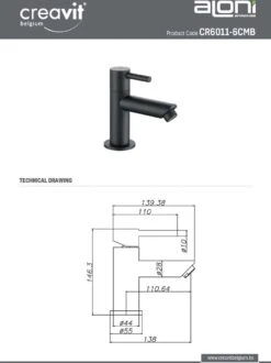 Aloni - KLEINE ! Koudwaterkraan 1/2 Mat Zwart -Badkamerproducten Winkel 899x1200 34