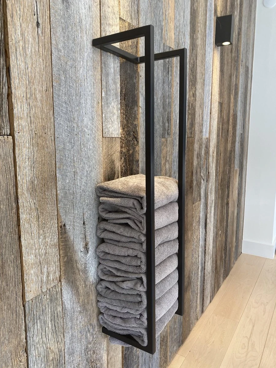 SaniDreams Carbon Handdoekenrek L Zwart - Staal - 90x25x20cm 3 SaniDreams Carbon Handdoekenrek L Zwart - Staal - 90x25x20cm