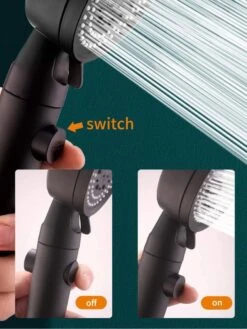 Merkloos Waterbesparende Douchekop - Handdouche - Regendouche - Met ECO STOP Knop - 5 Standen - ABS - Zwart -Badkamerproducten Winkel 901x1200 1