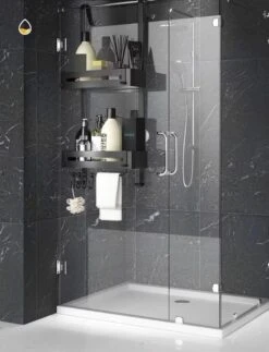 SIAFOSS Doucherek Zonder Boren Doucherek Hangend - 100% Stevig - 100% RVS - Hangend Badkamerrekje - Doucherek Aan Douchewand - Badkamer Accessoires - RVS Zwart - 2 Laags - Douchemand -Badkamerproducten Winkel 917x1200 2