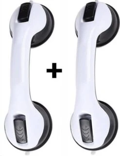 Merkloos 2x Anti Slip Zuig Handvat - Zuignap Handgreep Badkamer/Toilet - Badkamer Veiligheidsgreep - Handgreep Met Zuignappen - Badgreep - Krachtig En Verplaatsbaar - Trekvermogen Tot 50KG - 30cm