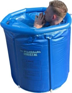 OpblaasbaarDirect | Opblaasbaar Bad - 1 Persoons Balkonbad - IJsbad / Tub Met Afvoerslang En Opblaasbare Rand - Met Comfortable Zitting - 75x80cm - Ijschallenge