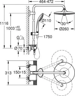 GROHE QuickFix Vitalio Joy 260 Regendouche - CoolTouch - Met Planchet - ø 26 Cm - Chroom -Badkamerproducten Winkel 948x1200