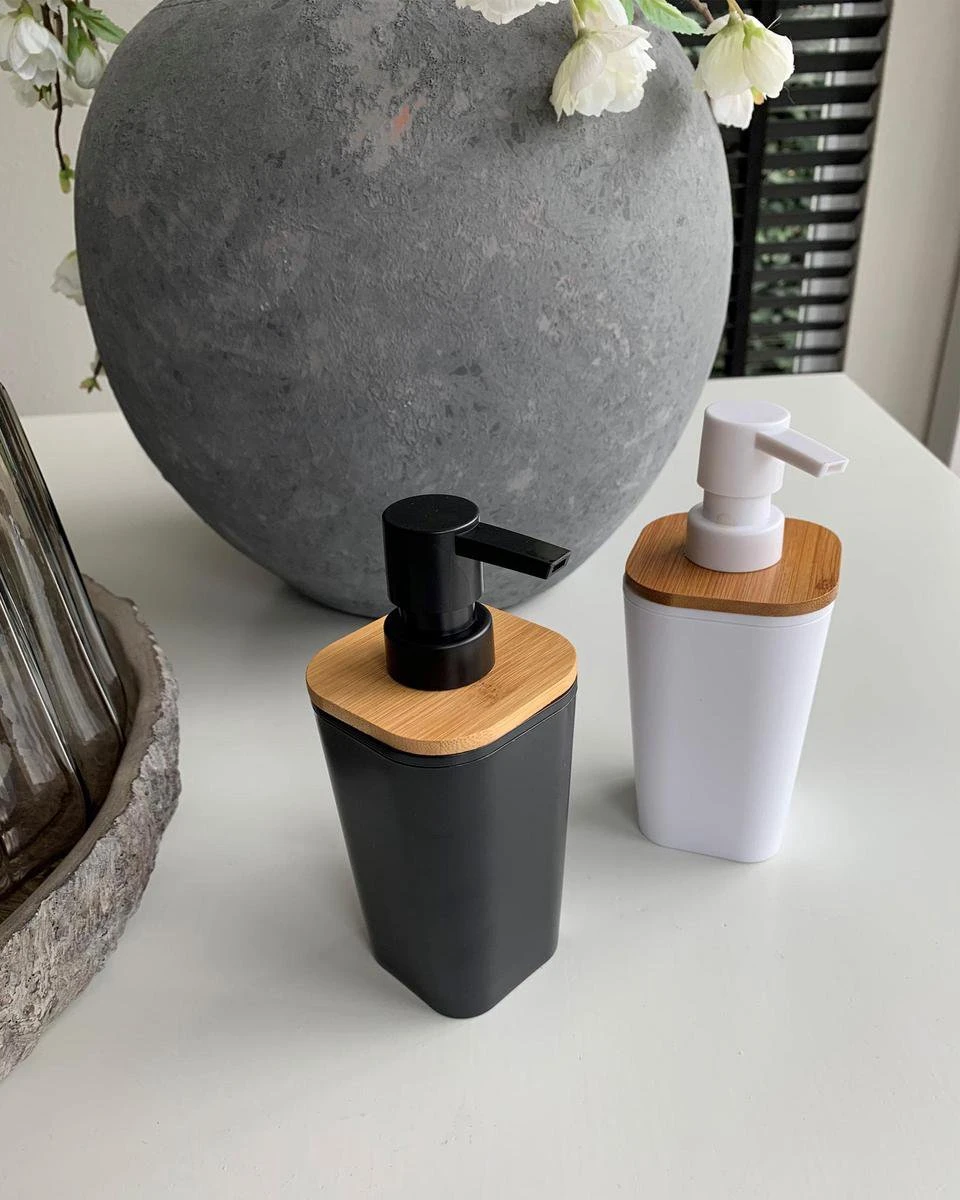 Five Zeeppompje/zeepdispenser Van Kunststeen - Zwart - 300 Ml 4 Five Zeeppompje/zeepdispenser Van Kunststeen - Zwart - 300 Ml - Afbeelding 2