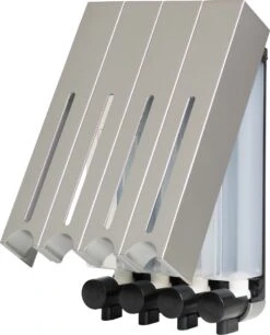 Aquathof, Zeepdispenser, RVS Kleur, 4 Kamer, 4 Reservoirs, 4x500ml, Hangend - Wandmontage -Badkamerproducten Winkel 970x1200 1