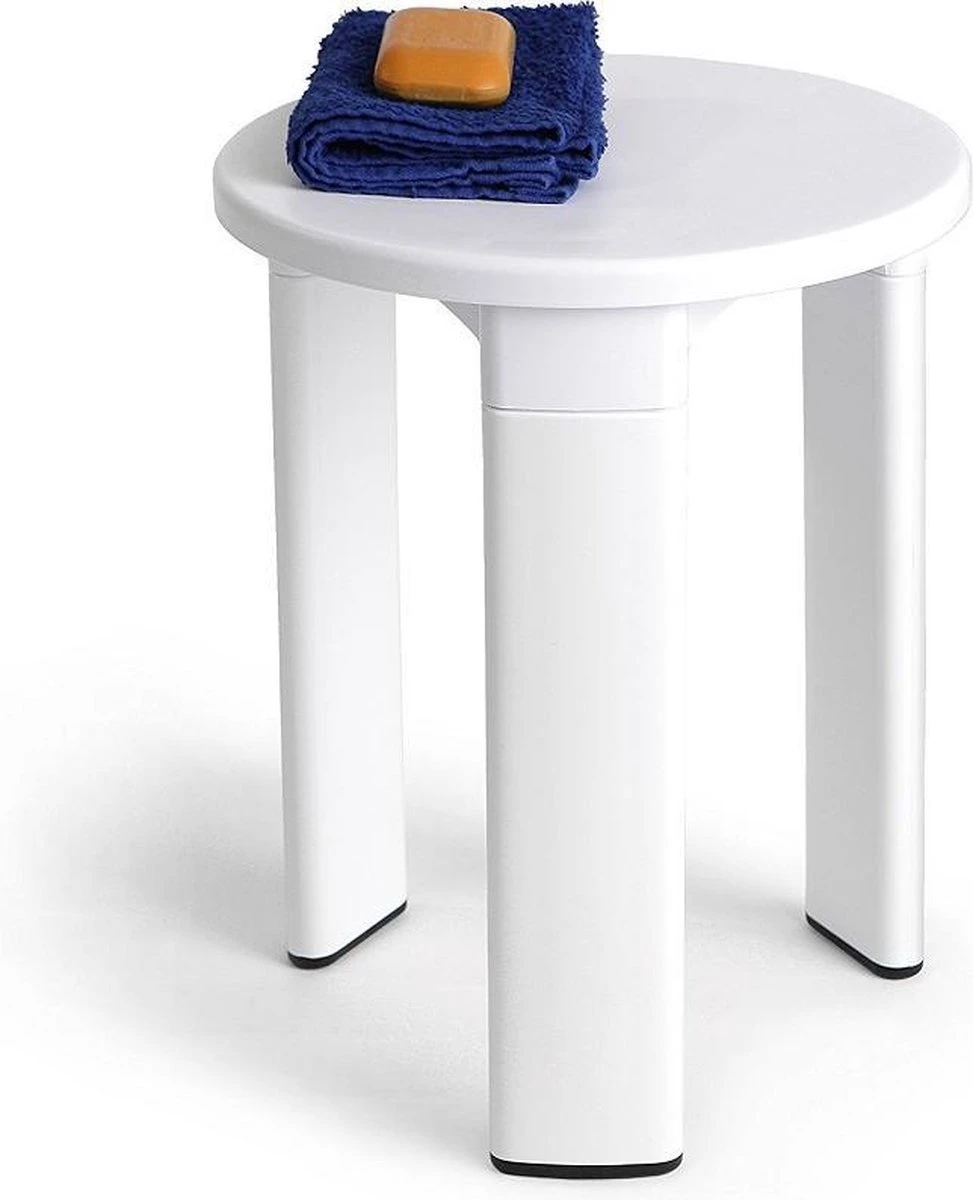 Douchekruk Wit Met Antislip Poten, Kruk Badkamer 3 Douchekruk Wit Met Antislip Poten, Kruk Badkamer