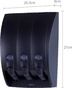 Aquathof, Zeepdispenser, Mat Zwart, 3 Kamer, 3 Reservoirs, 3x350ml, Hangend, Wandmontage -Badkamerproducten Winkel 975x1200 1