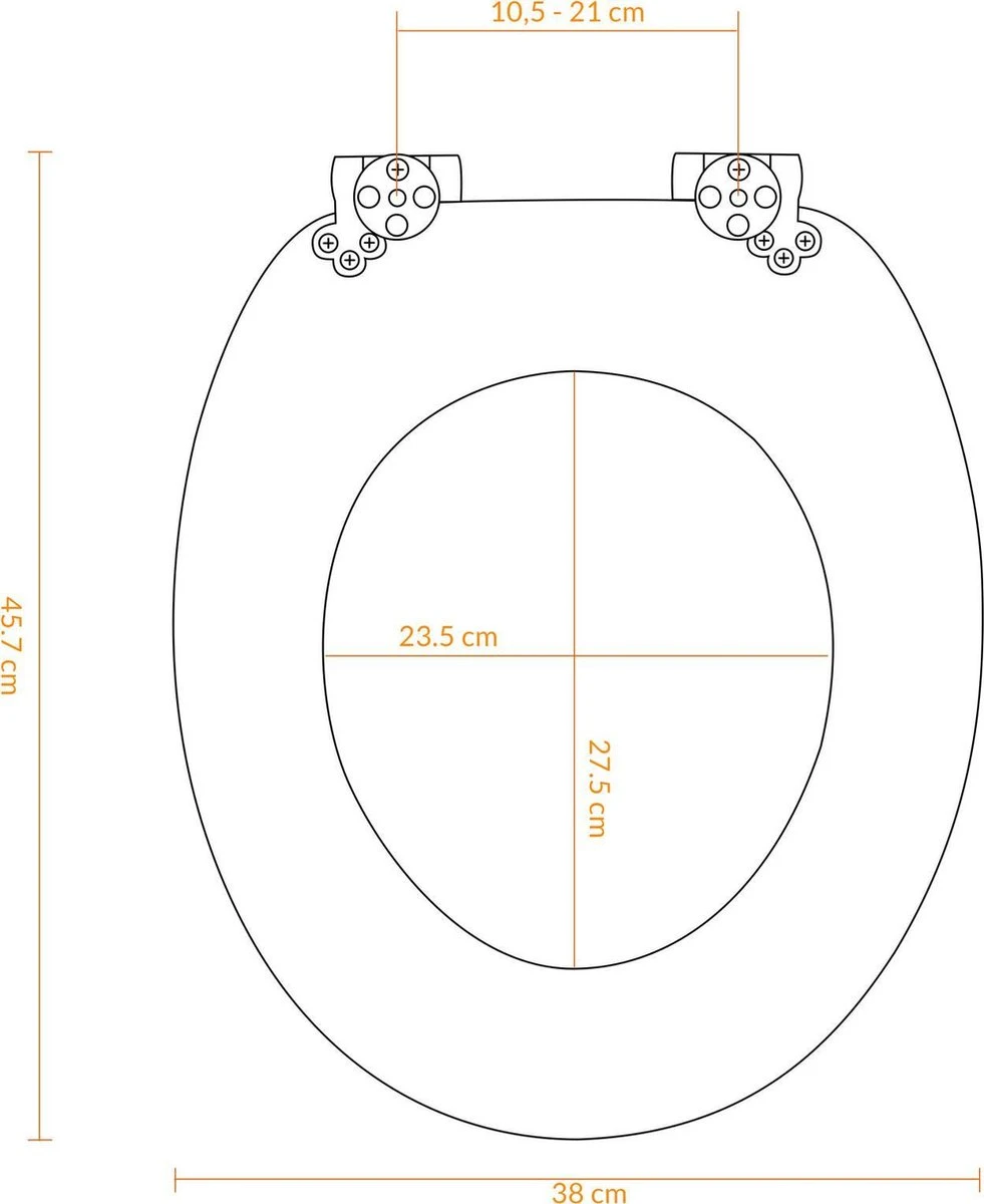 Casaria Wc-bril Met Deksel Sluitingsmechanisme Toiletzitting MDF Zwart 9 Casaria Wc-bril Met Deksel Sluitingsmechanisme Toiletzitting MDF Zwart - Afbeelding 7