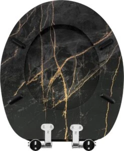 Kamyra® Toiletbril Met Softclose & Print - Toiletbrillen, WC Bril, Brillen, Toiletzitting - Zwart Marmer - 37.5x43.5 Cm -Badkamerproducten Winkel 982x1200 4