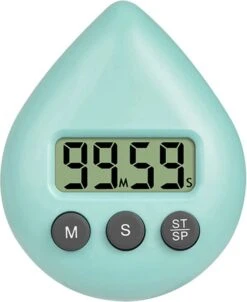 Duradis - Douchetimer - Douchewekker - Met Zuignap En Magneet - Digitaal - Instelbaar - Kunststof - Turquoise