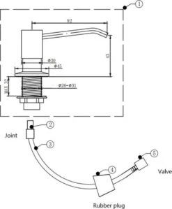 Mizzo Zeepdispenser 300ML - Zeeppompje Excl. Flacon - Inbouw Keukenblad - Gebogen Mond - RVS - Handgeldispenser -Badkamerproducten Winkel 990x1200 1