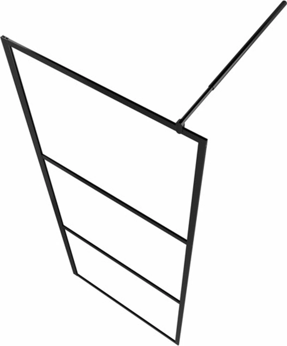 VidaXL Inloopdouchewand Transparant 90x195 Cm ESG-glas Zwart 7 VidaXL Inloopdouchewand Transparant 90x195 Cm ESG-glas Zwart - Afbeelding 5
